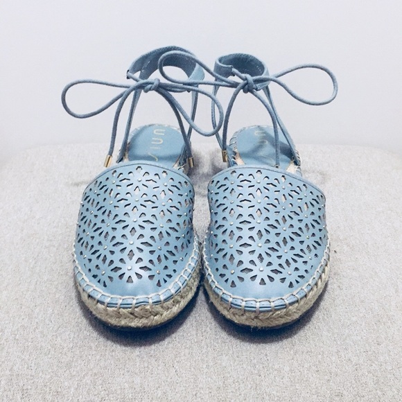 Unisa Shoes - Unisa Baby Blue Espadrilles with Laser Cut Detail